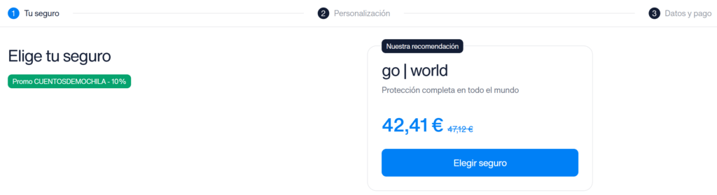 Imagen de la web de intermundial donde se elige el seguro